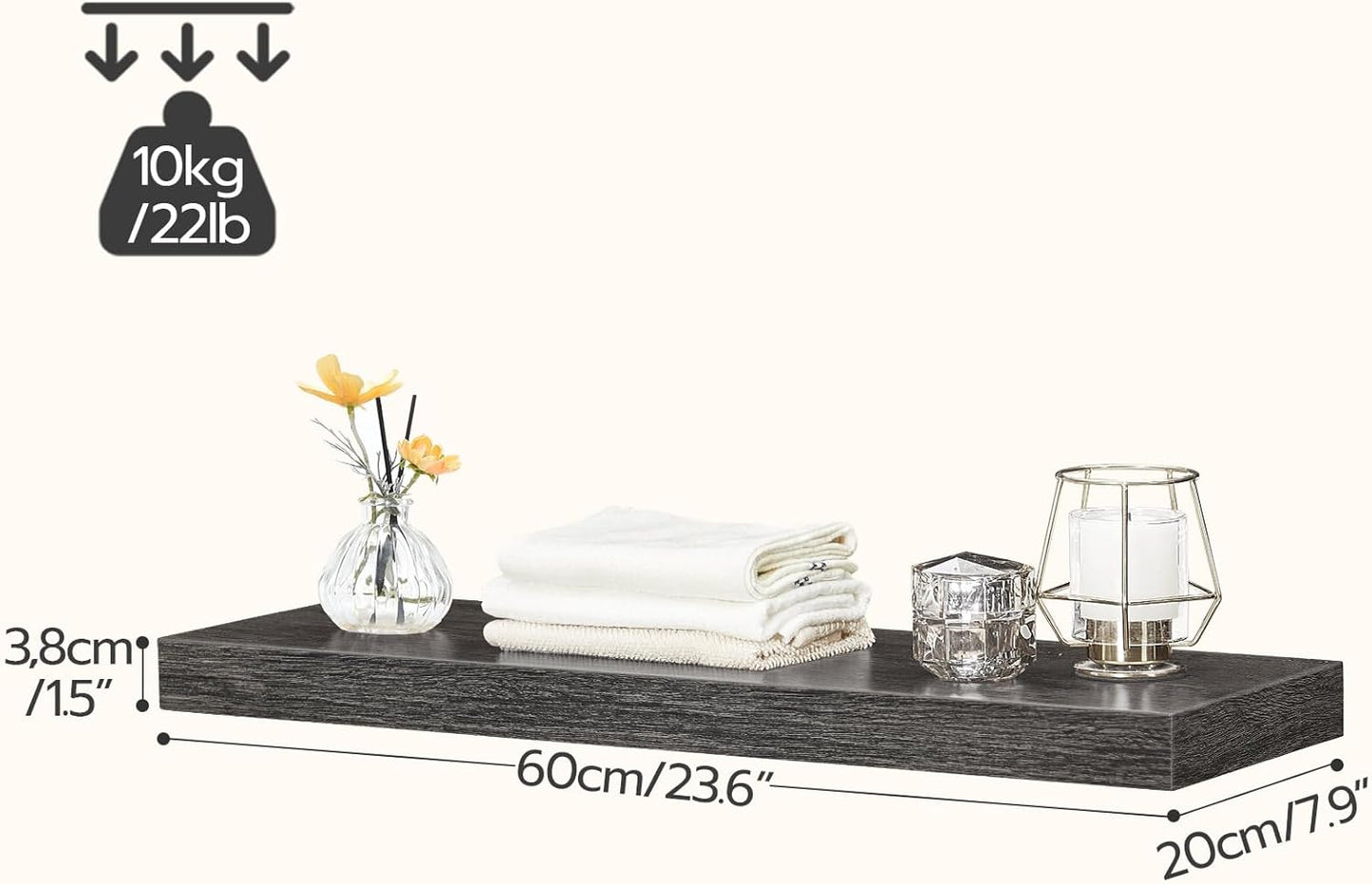 HOOBRO Floating Shelves for Wall, Wall Mounted Shelf Set of 2, 23.6" Hanging Shelf with Invisible