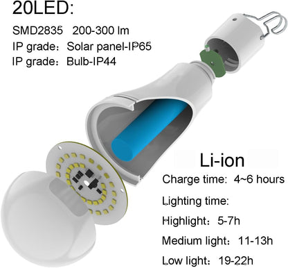 Solar Light Bulb Portable 350LM Solar Powered Camping Light Led Lantern Outdoor for Lamp Light
