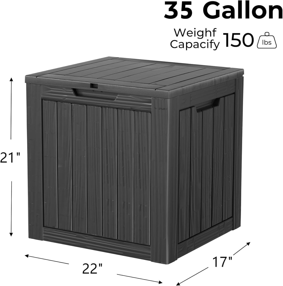 35 Gallon Lockable Resin Deck Box, Waterproof & UV-Resistant Outdoor Storage Box for Outdoor
