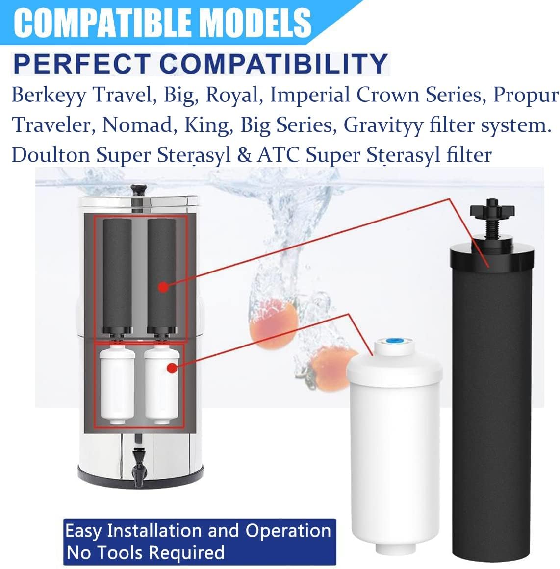 Water Filter Replacement Compatible with Big Berkey® Gravity Filter System Parts and Accessories