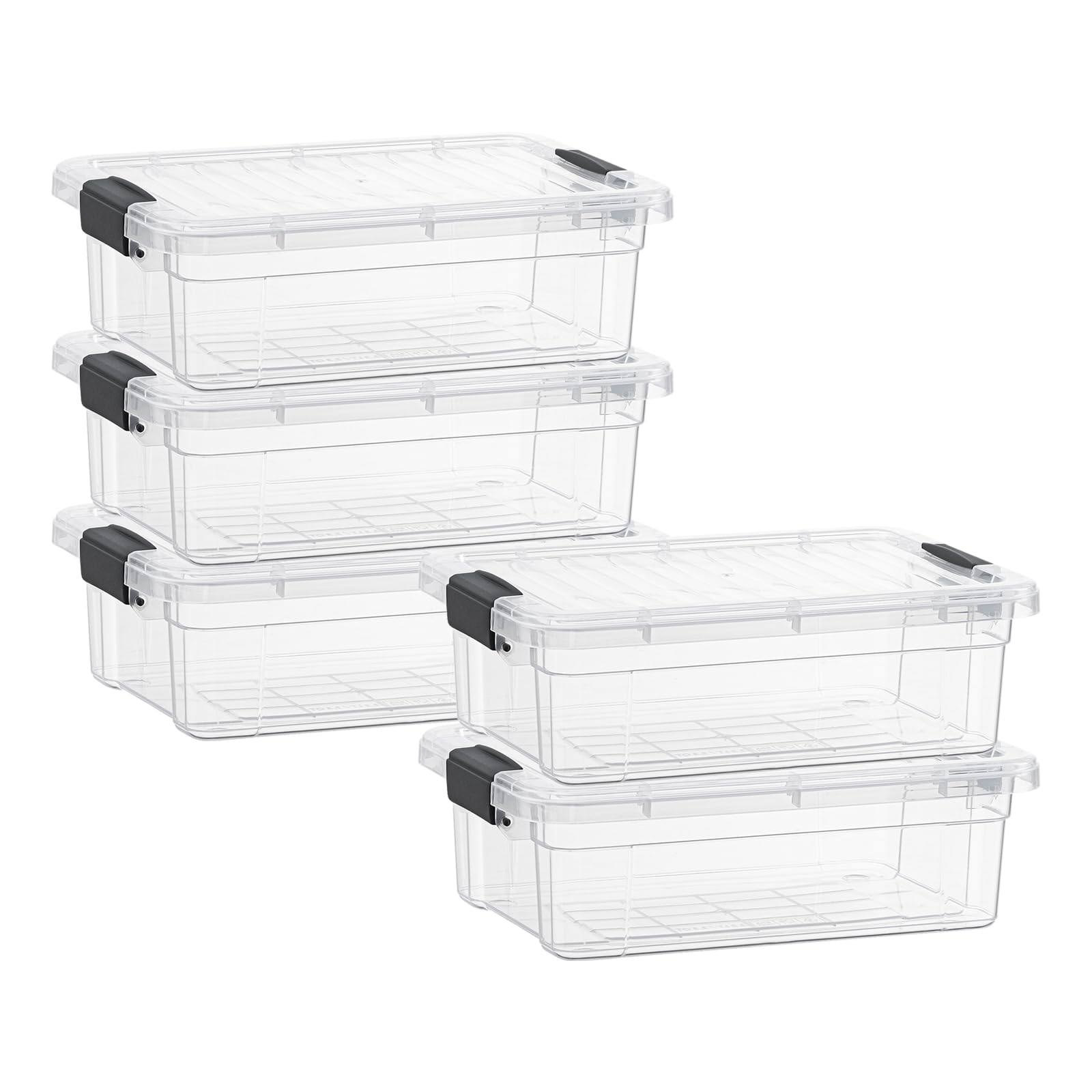 Superio Clear Storage Boxes with Lids, 4.5 Quart Plastic Container Bins for Organizing, Stackable