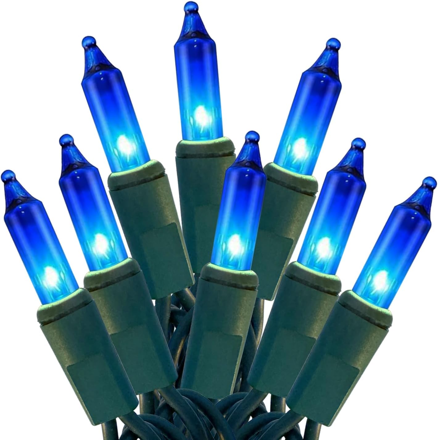 HISHINY Christmas Lights 100 Count Blue Christmas Tree String Lights with Green Wire for Outdoor