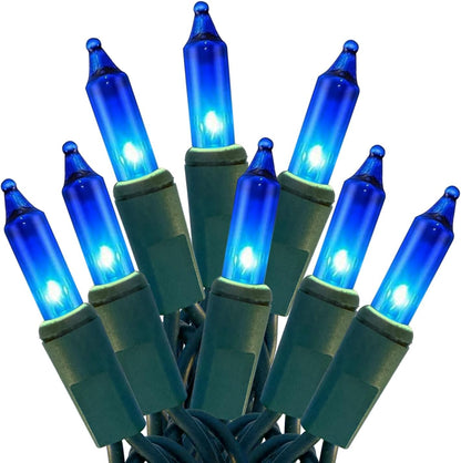 HISHINY Christmas Lights 100 Count Blue Christmas Tree String Lights with Green Wire for Outdoor