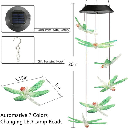 Toodour Solar Wind Chimes Outdoor, Color Changing Solar Lights Dragonfly, Gifts for Mom Grandma