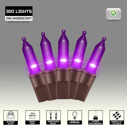 300LIGHTS(2*150L) PURPLE Extra-Bright With End Connectors Halloween Decorative Lights 19.44m UL