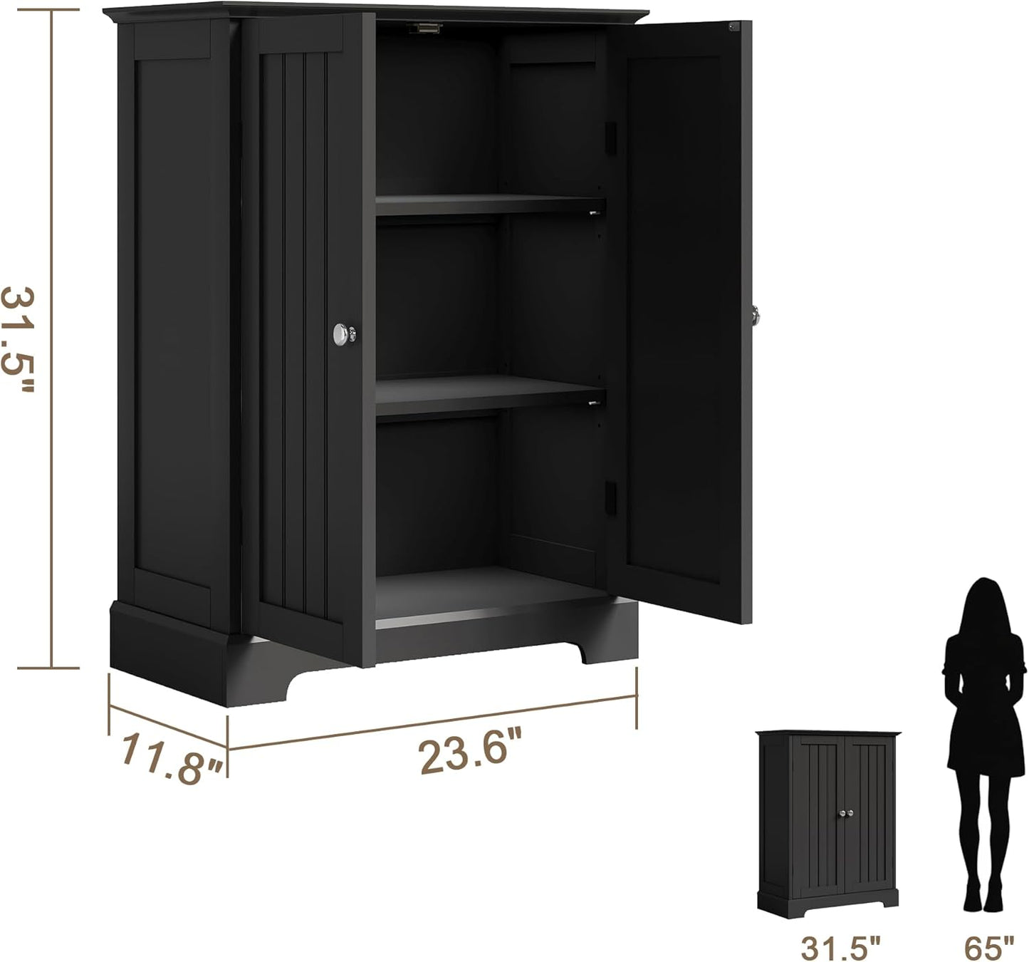 ChooChoo Bathroom Floor Cabinet, Modern Bathroom Storage Cabinet with 2 Doors and Adjustable