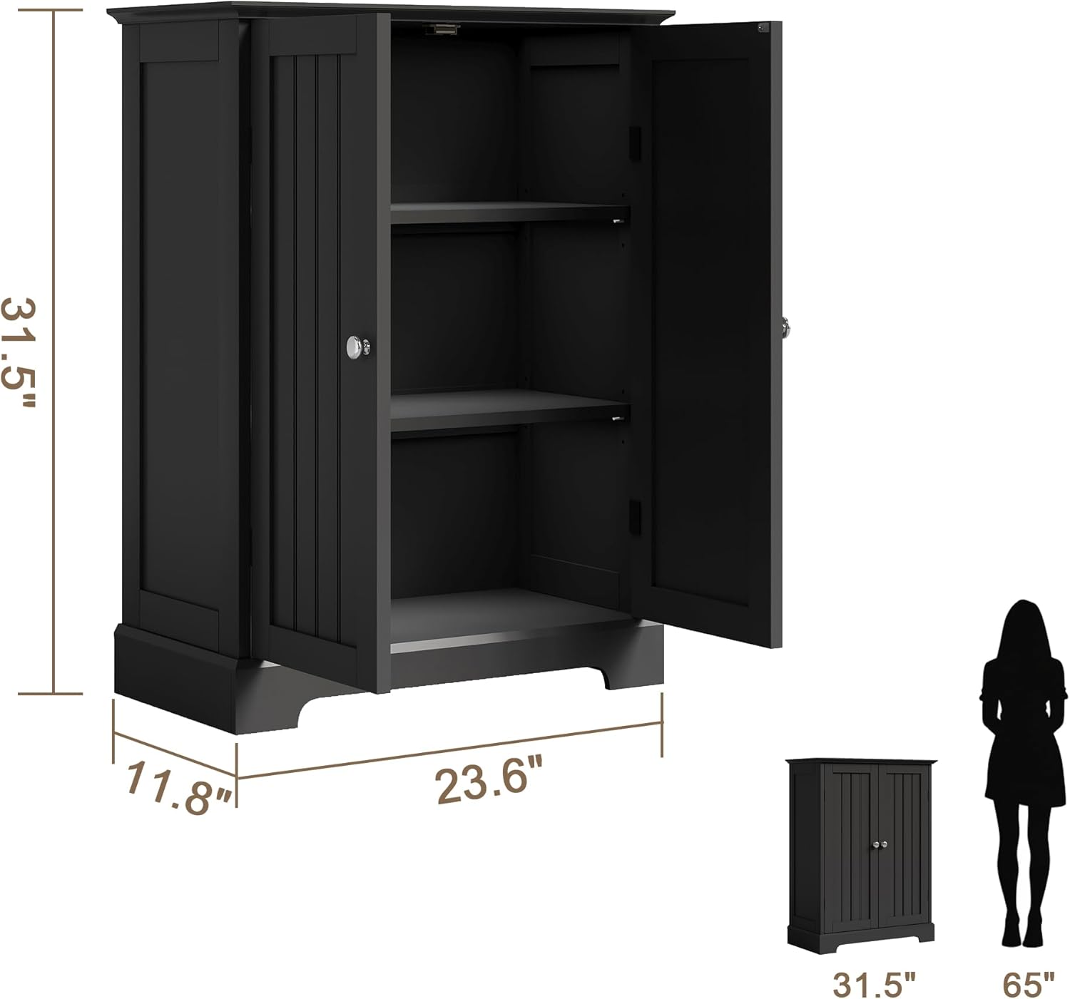 ChooChoo Bathroom Floor Cabinet, Modern Bathroom Storage Cabinet with 2 Doors and Adjustable