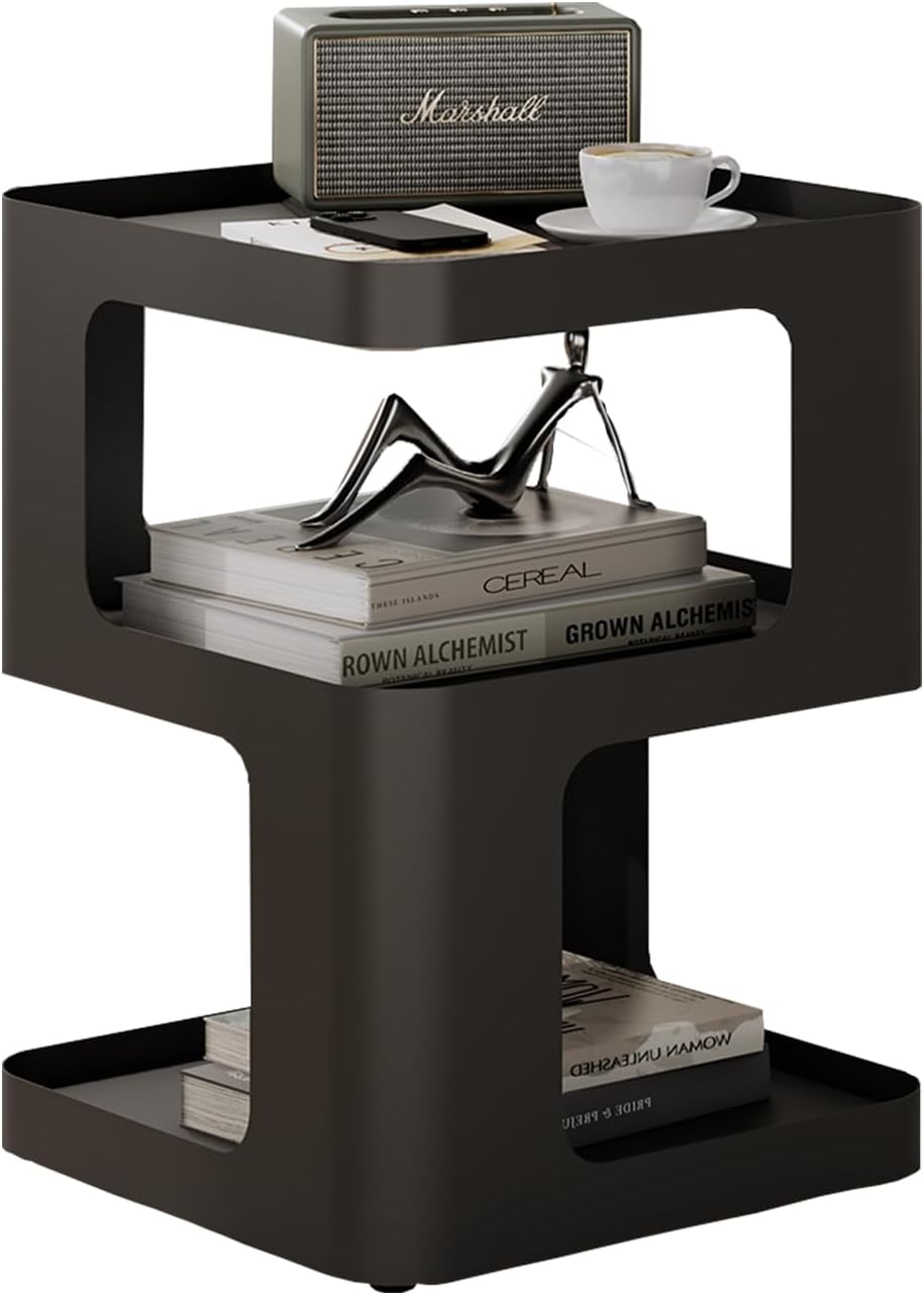 Modern Side Table, Metal Bedside Table Living Room, 3 Tier end Tables with Storage,Nightstand for