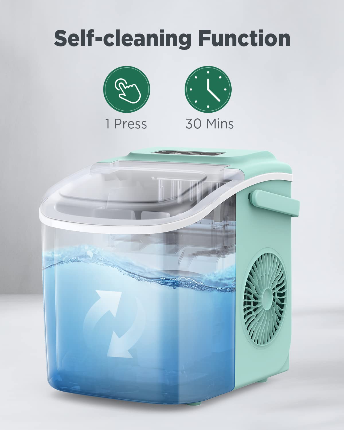Silonn Countertop Ice Maker, 9 Cubes Ready in 6 Mins, 26lbs in 24Hrs, Self-Cleaning Ice Machine