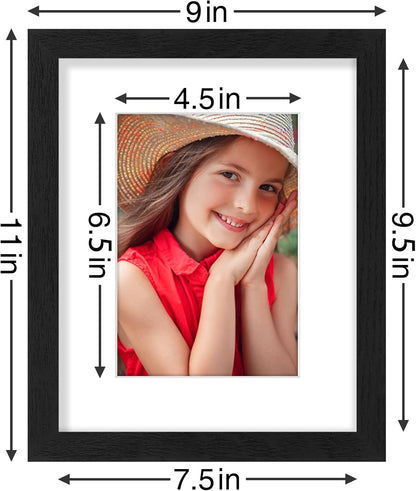 Vittanly 8x10 Picture Frames Set of 9, Shatter Resistant Plexiglass, Display 5x7 Pictures with Mat