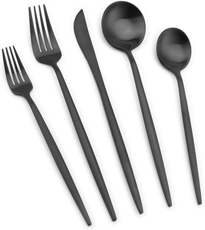 Matte Black Silverware Set, Vanys 20 Piece Stainless Steel Cutlery Flatware Set, Kitchen Utensil
