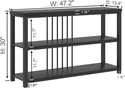 FOLUBAN Entryway Table, Modern Sofa Console Table with 3 Tier Storage Shelf for Living Room Hallway