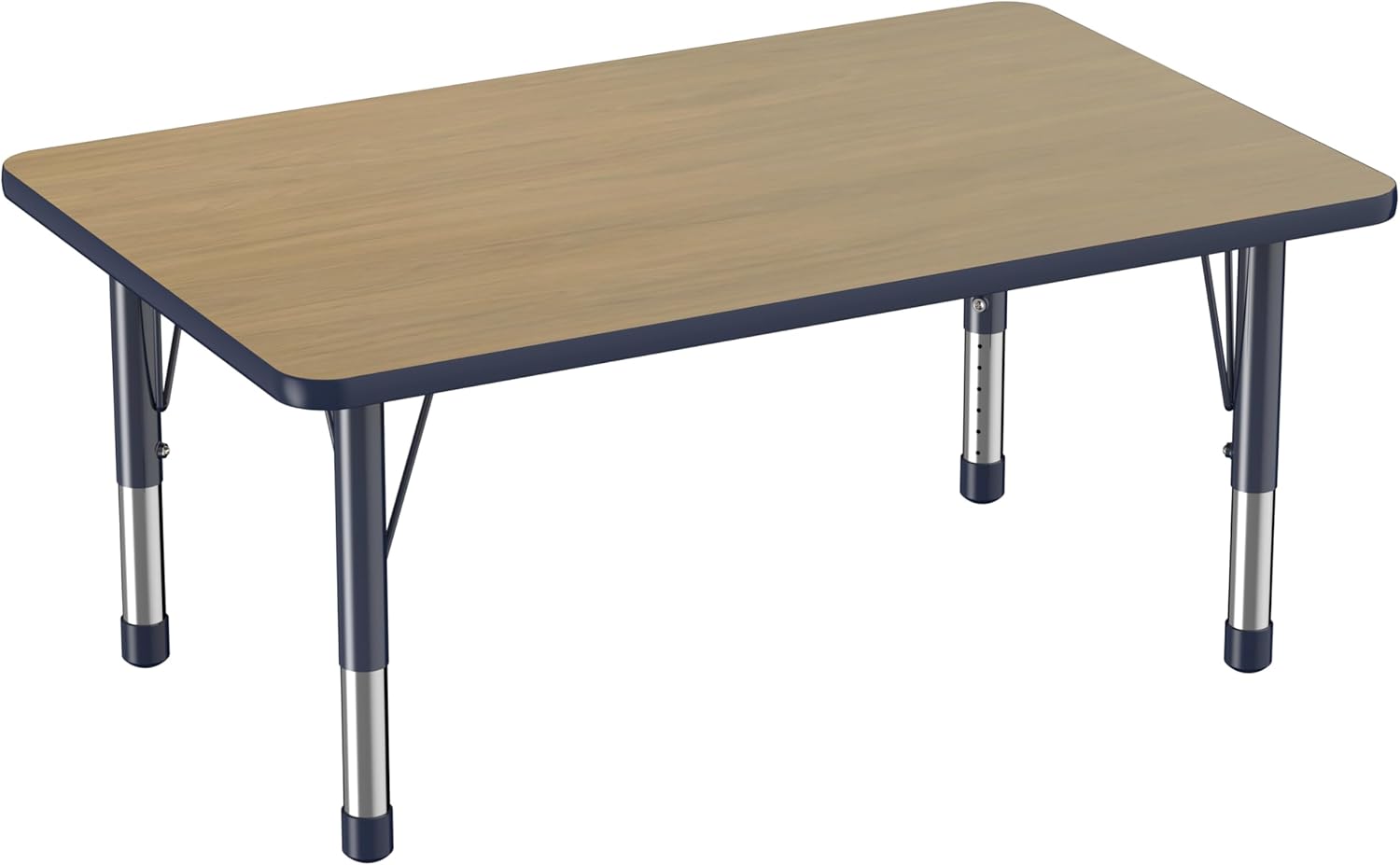 FDP Rectangle (30 x 48 inch) Classroom Table with Adjustable Chunky Toddler Legs (15-24 in);
