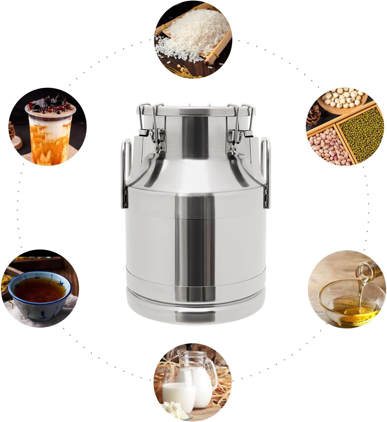 201 Food-Grade Stainless Steel Ice Bucket with Lid, 10L/2.64Gal Good Sealing Storage Canister Milk