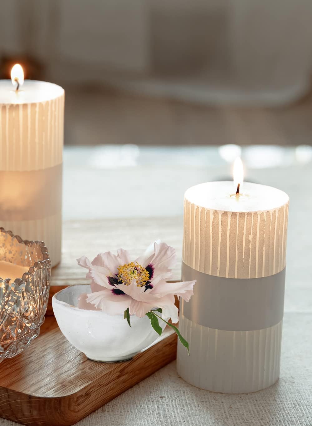 Serene Spaces Living Set of 4 Extra Small Free-Form Edge Glazed Ceramic Bowl, Centerpiece for