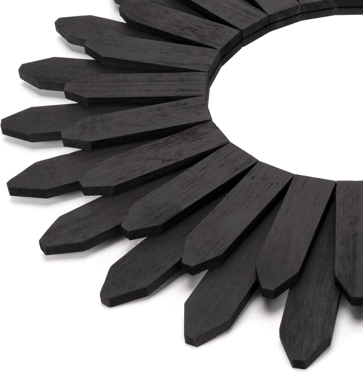 Honiway 21 inch Black Wall Decor Vintage Mirror, Boho Style, Wooden Frame, Easy to Hang, Ideal Gift