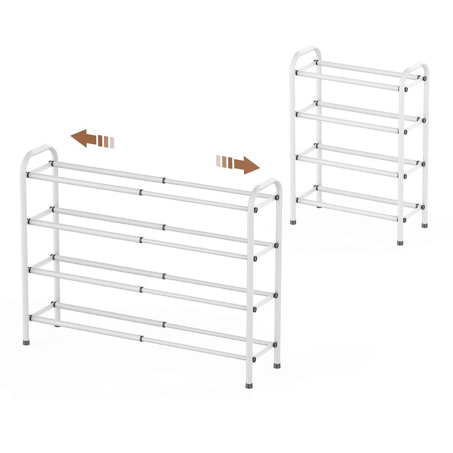 Gonfoam Expandable 4-Tier Shoe Rack for Closet and Entryway, White