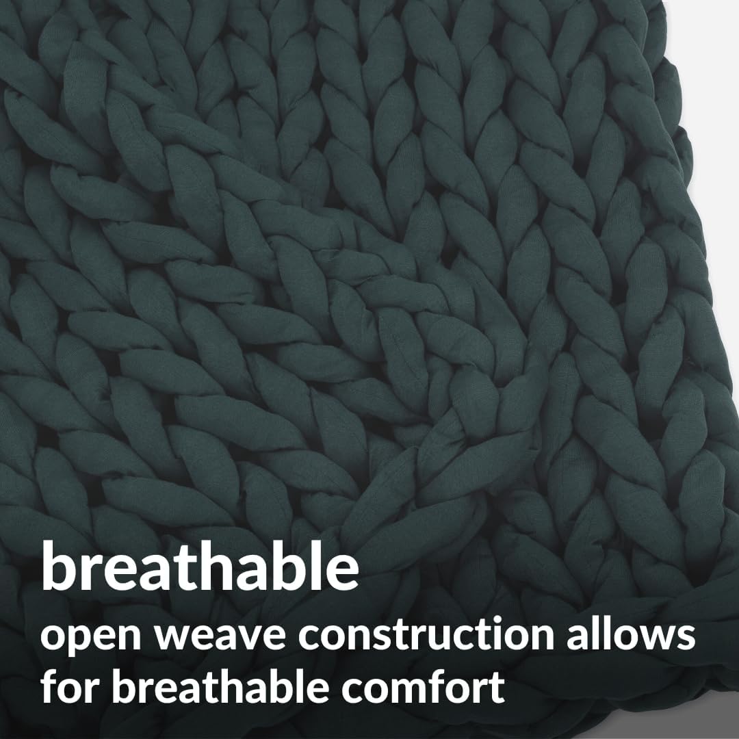 Nuzzie Chunky Knit Blanket - Breathable, Cooling, Hand Made Knit Throw Blanket for Sleep - Machine