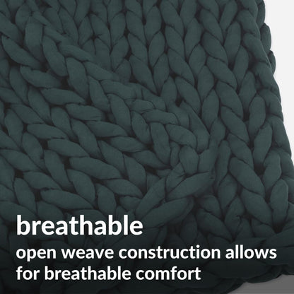 Nuzzie Chunky Knit Weighted Blanket - Breathable, Cooling, Hand Made Knit Throw Blanket for Sleep