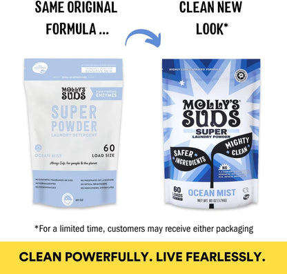 Molly's Suds Super Powder Detergent | Extra Strength Laundry Soap, Stain Fighting | Sensitive Skin