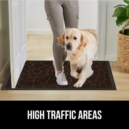 GORILLA GRIP 100% Waterproof All-Season WeatherMax Doormat, US Designed Natural Rubber, Stain and