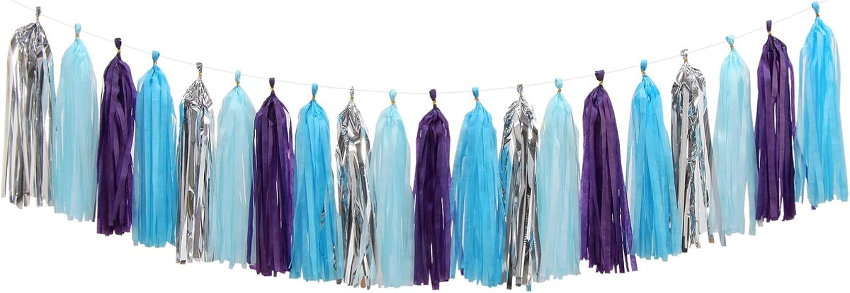 Purple-Blue Silver Frozen Party-Decorations Tassel-Garland -20pcs Winter Girl Birthday New Year