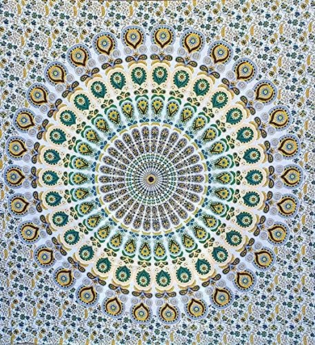 Bless International Handmade Indian hippie Bohemian Psychedelic Peacock Mandala Wall hanging