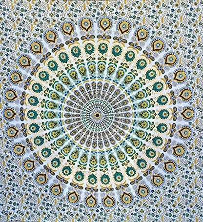 Bless International Handmade Indian hippie Bohemian Psychedelic Peacock Mandala Wall hanging