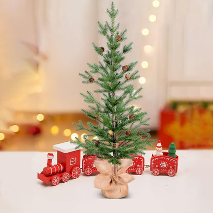 3FT Tabletop Artificial Christmas Tree, 209 Realistic PE Branches, Pine Cone Decorations, Unlit