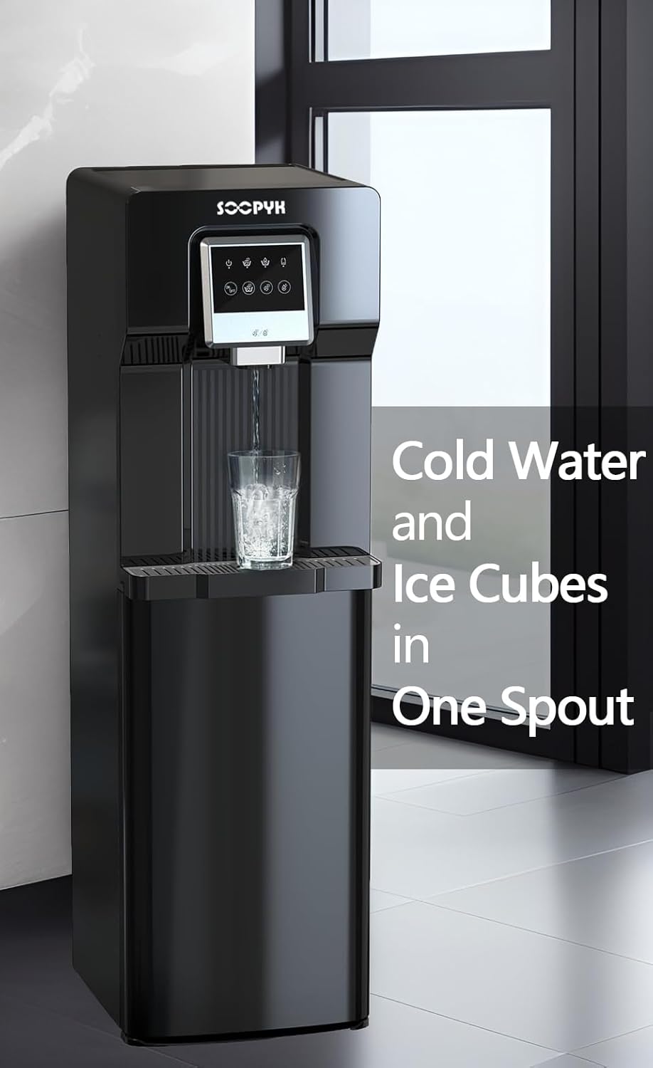 2 in 1 Bottom Load Water Cooler Dispenser with Ice Maker for 3 Gallon Bottle 17lbs Daily Capacity