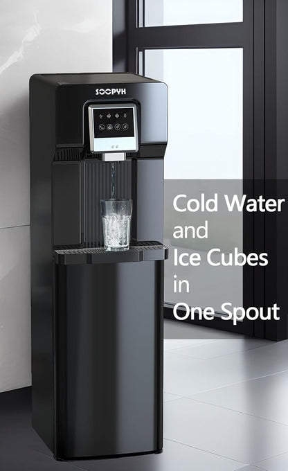 2 in 1 Bottom Load Water Cooler Dispenser with Ice Maker for 3 Gallon Bottle 17lbs Daily Capacity