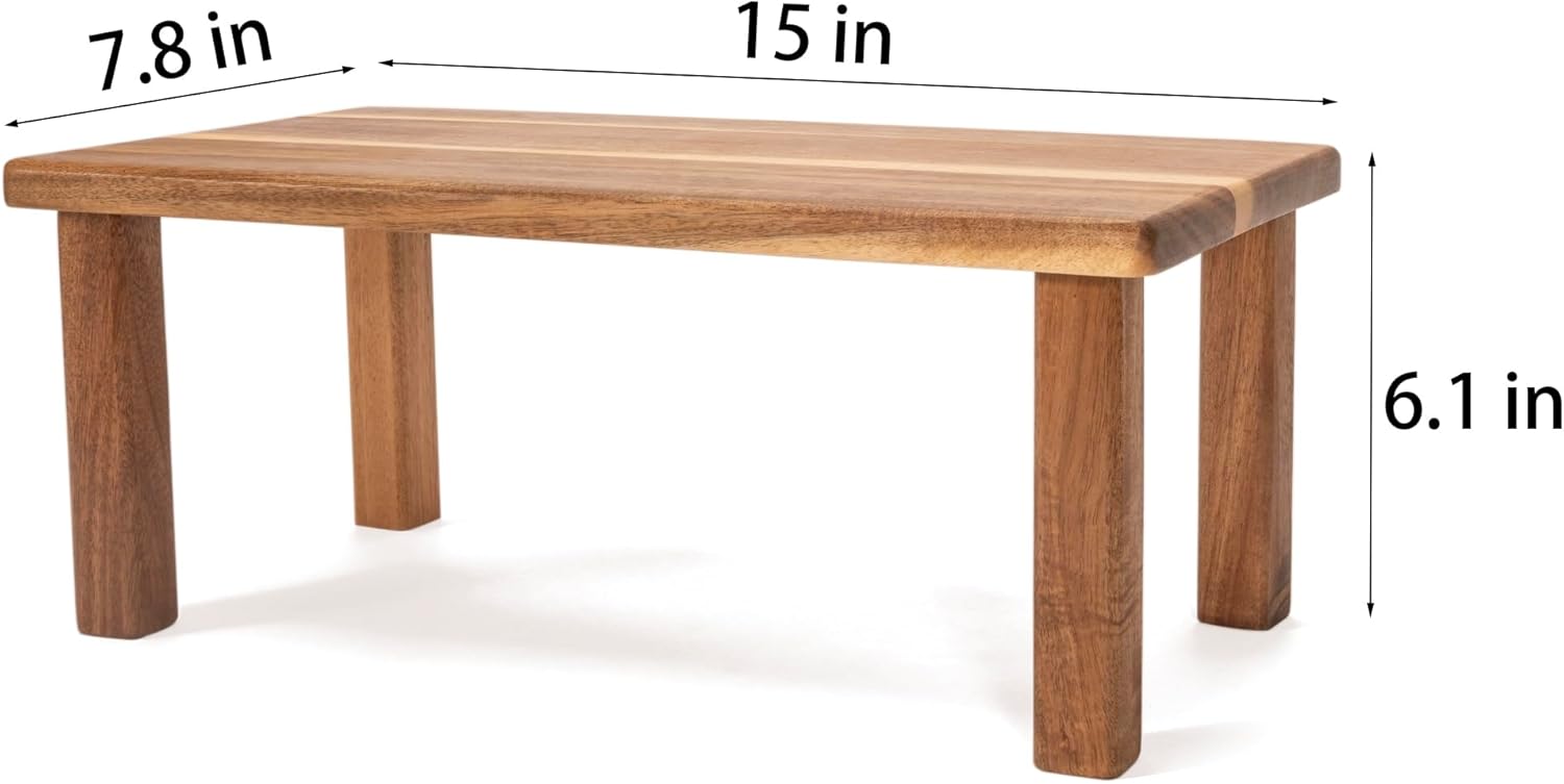 Acacia Wooden Desktop Organizer Shelf Kitchen Cabinet and Counter Riser Display Shelf for Top of
