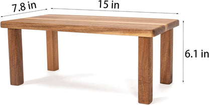 Acacia Wooden Desktop Organizer Shelf Kitchen Cabinet and Counter Riser Display Shelf for Top of