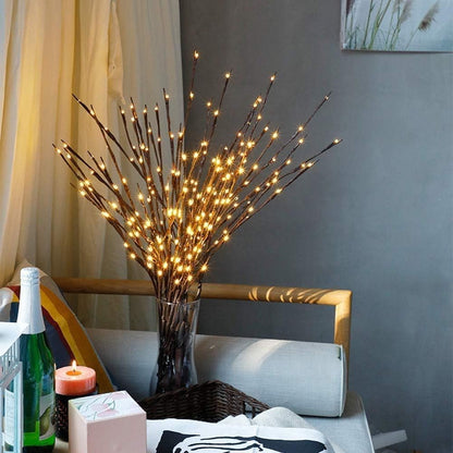 DK177 2 Pack Led Branch Light Battery Operated Lighted Branch Vase Filler Willow Tree Artificial