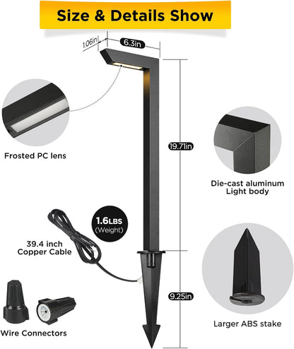 Gardencoin 3CCT LED Low Voltage Landscape Pathway Light, 12V Premium 3000K/4000K/5000K Selectable