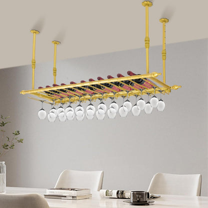 Hanging Wine Rack 47" Wall Mounted Wine Glass Rack Ceiling Adjustable Hanging Bar Glass Holder