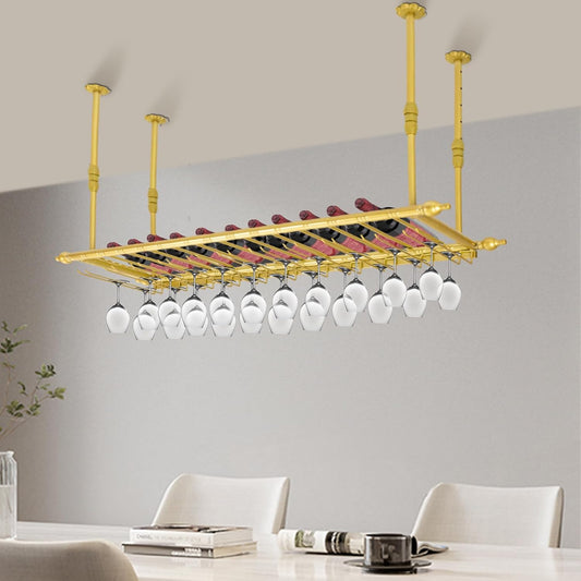 Hanging Wine Rack 47" Wall Mounted Wine Glass Rack Ceiling Adjustable Hanging Bar Glass Holder