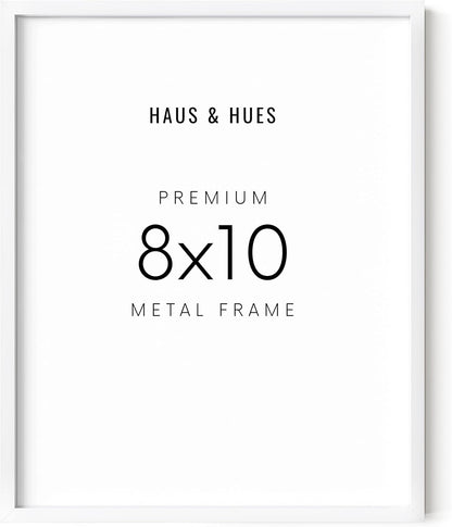 HAUS AND HUES White 8x10 Picture Frame - Modern Aluminum Wall Art Display - Minimalist, Lightweight