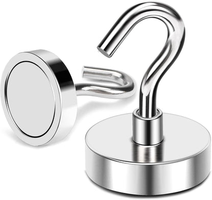 MIKEDE Magnetic Hooks, 80 Lbs Heavy Duty Earth Magnets with Hooks for Cruise Cabin, 10 Pcs Strong
