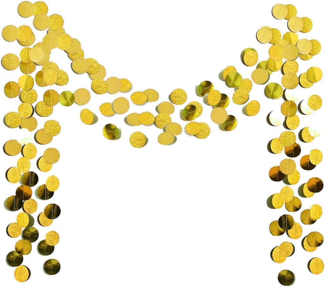 6 Pcs Glitter Gold Paper Circle Dots Garland Party Hanging Decorations Birthday Party Bachelorette