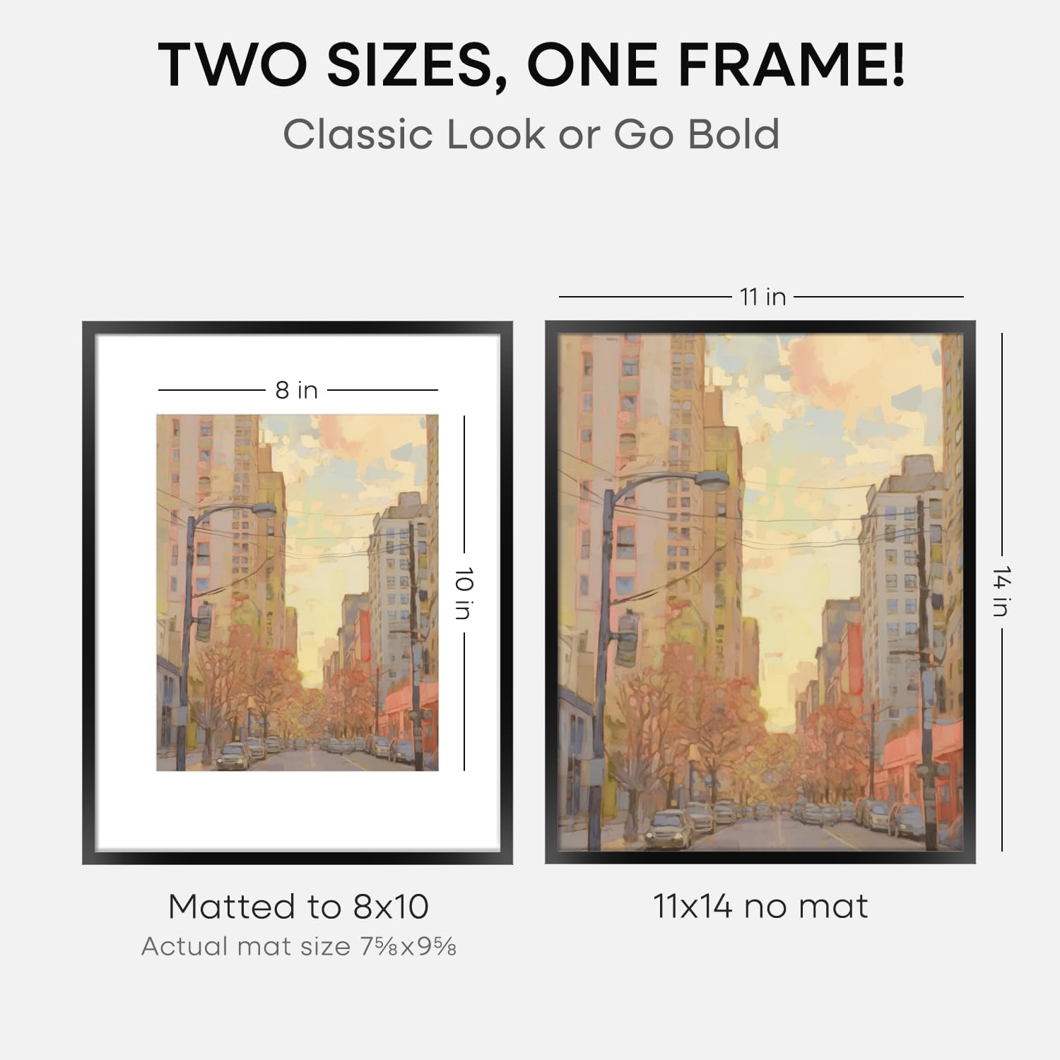 Homeforia Black 11x14 Picture Frame, High End Metal 11x14 Poster Frames with Mat 8x10, 11 x 14