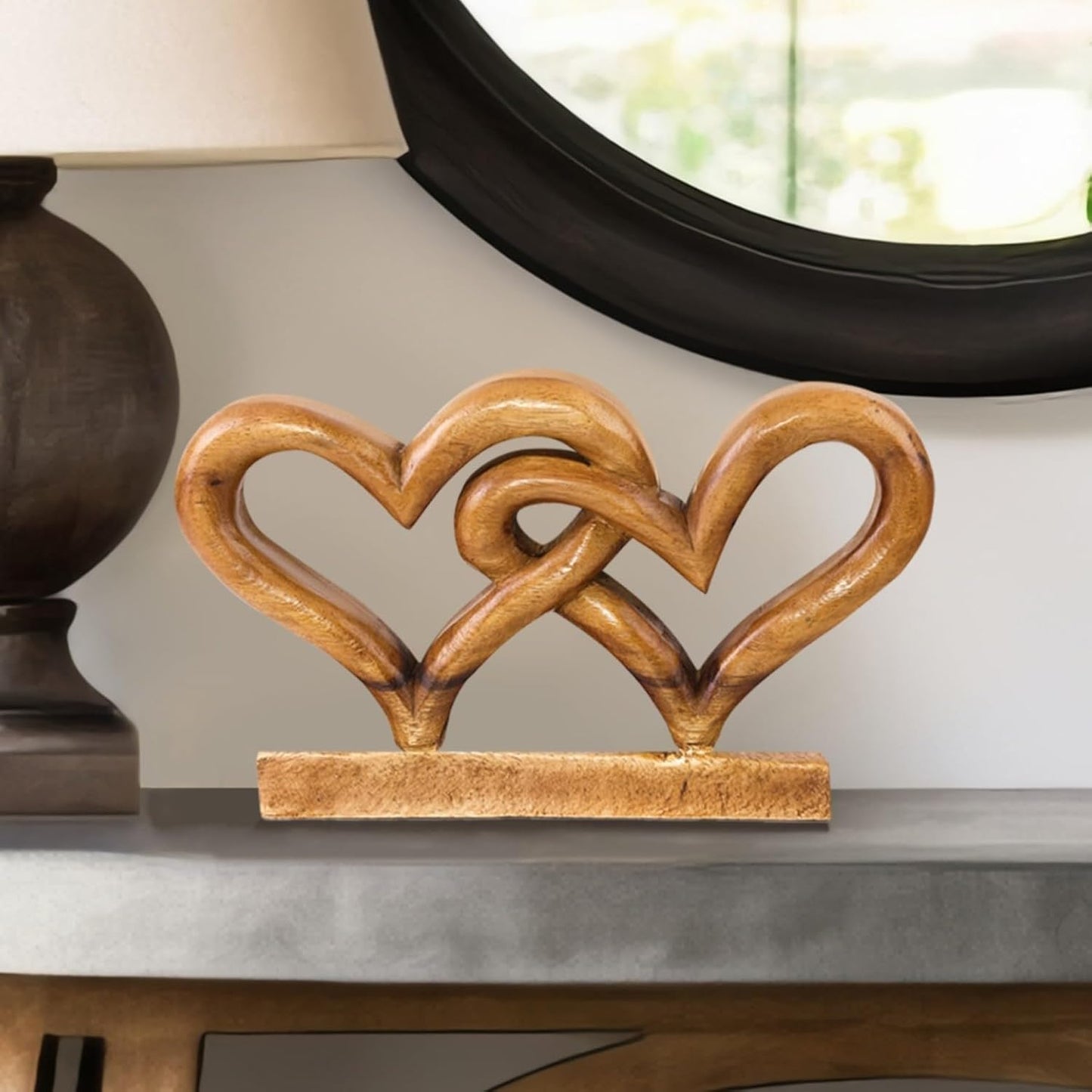 Decozen Gifts for Mom - Wooden Heart Sculpture - Mother's Day Birthday Gifts, Home, Office, Living