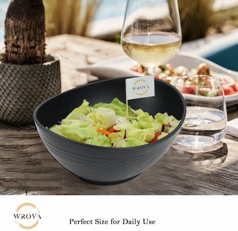 Big Wheat Straw Bowls,Large Salad Bowls Set of 2,Dishwasher and Microware Safe Plastic Bowls