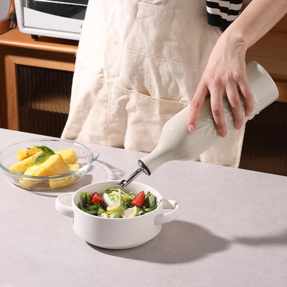 Sweejar Large Ceramic Olive Oil Dispenser Bottle, 24 Oz Relief Opaque Oil Cruet Protects Oil To