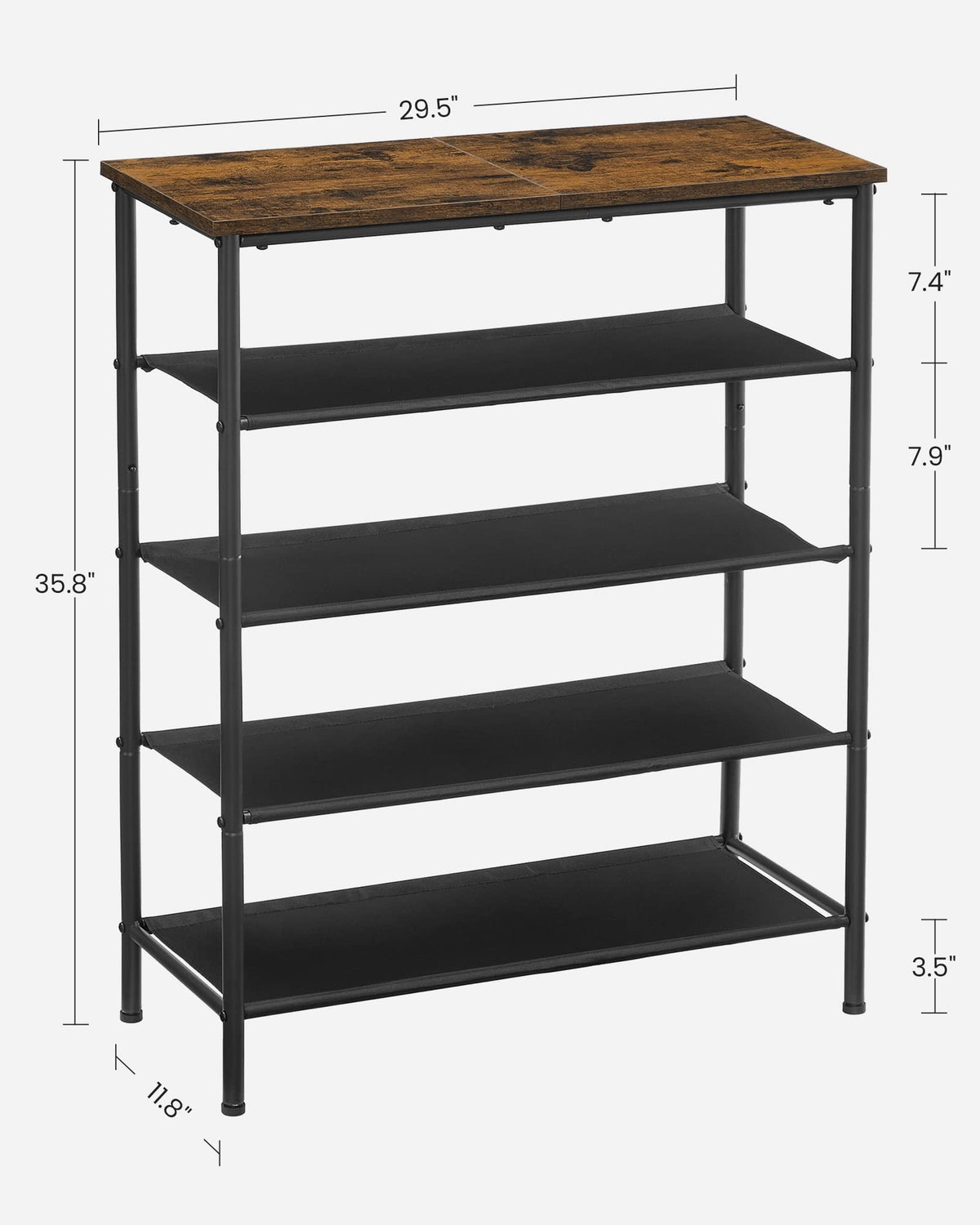 VASAGLE Shoe Rack, 5-Tier Shoe Storage Organizer for Entryway and Closet, Holds 12-16 Pairs of