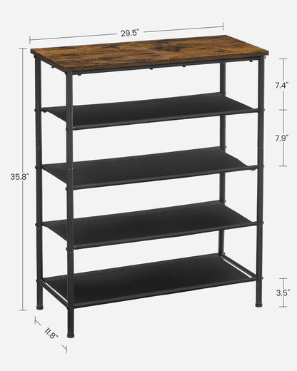 VASAGLE Shoe Rack, 5-Tier Shoe Storage Organizer for Entryway and Closet, Holds 12-16 Pairs of