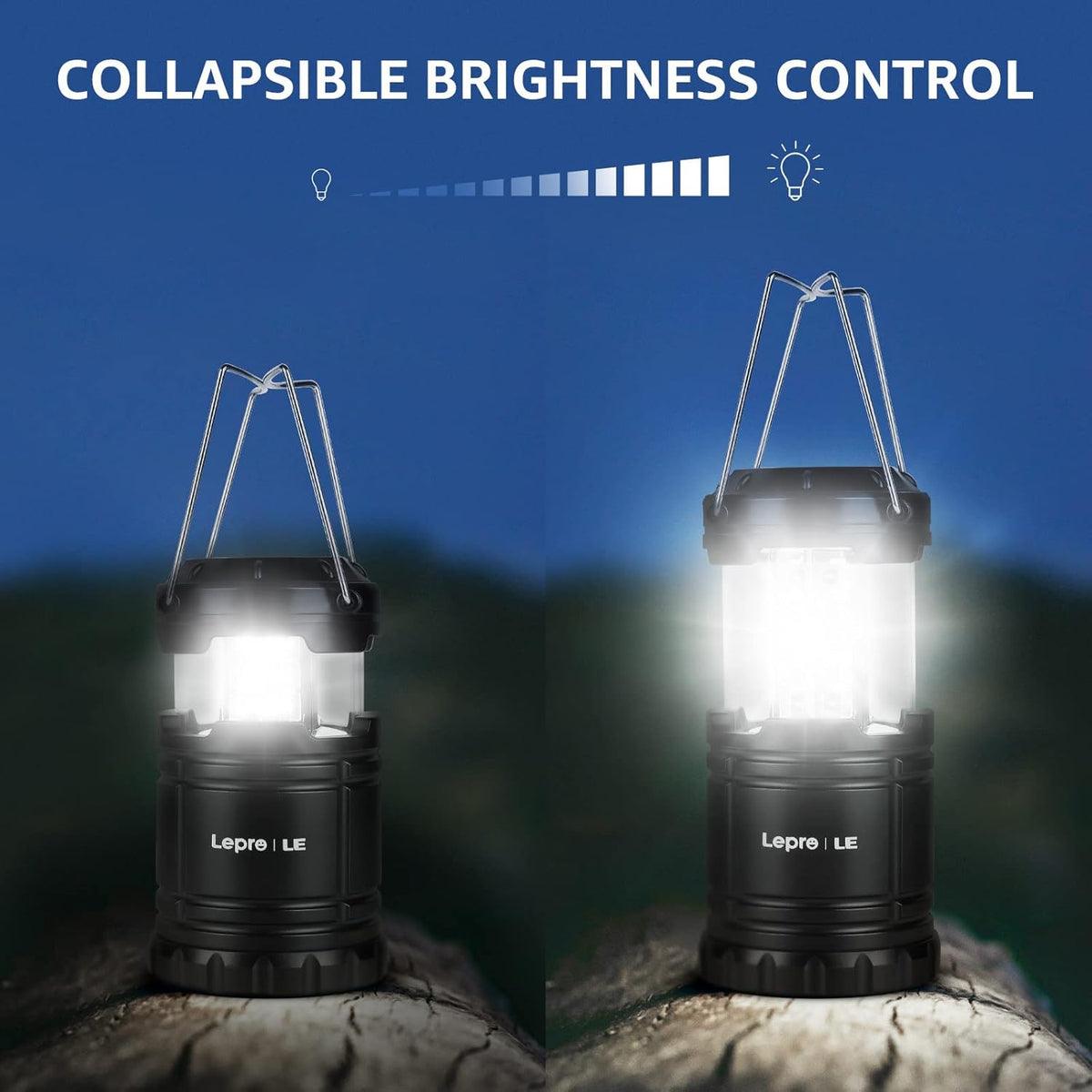 Lepro LED Camping Lanterns Battery Powered, Collapsible, IPX4 Water Resistant, Outdoor Portable