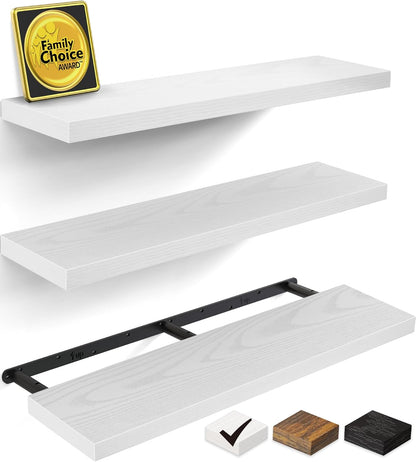 BAYKA Floating Shelves for Wall, 36 inches Wall Mounted Rustic Wood Shelves for Bathroom, Bedroom