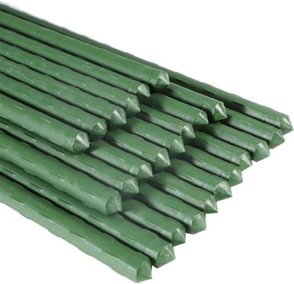 Garmeinea Garden Stakes 48 Inches Plastic Coated Steel Plant Stakes for Growing Climbing Plants