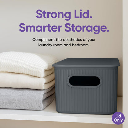 Superio Ribbed Collection Lid for Decorative Plastic Basket Open Home Storage Bins Organizer